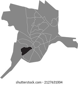 Black flat blank highlighted location map of the DE BERG-NOORD DISTRICT inside gray administrative map of Amersfoort, Netherlands