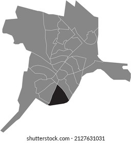 Black flat blank highlighted location map of the LEUSDERKWARTIER DISTRICT inside gray administrative map of Amersfoort, Netherlands
