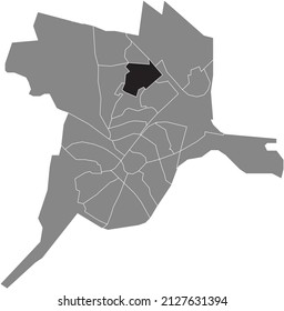 Mapa de ubicación resaltado en blanco y negro del DISTRITO KATTENBROEK dentro del mapa administrativo gris de Amersfoort, Países Bajos