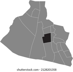 Black flat blank highlighted location map of the WESTERKOOG DISTRICT inside gray administrative map of Zaanstad, Netherlands