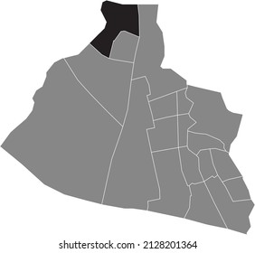 Mapa de ubicación resaltado en blanco y negro del DISTRITO OCCIDENTAL de KROMMENIE dentro del mapa administrativo gris de Zaanstad, Países Bajos