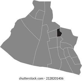 Black flat blank highlighted location map of the OUD ZAANDIJK DISTRICT inside gray administrative map of Zaanstad, Netherlands