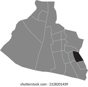Black flat blank highlighted location map of the PELDERS DISTRICT inside gray administrative map of Zaanstad, Netherlands