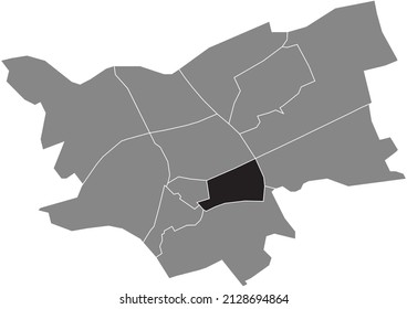 Mapa de ubicación resaltado en blanco y negro del DISTRITO GRAAFSEPOORT dentro del mapa administrativo gris de 's-Hertogenbosch, Países Bajos
