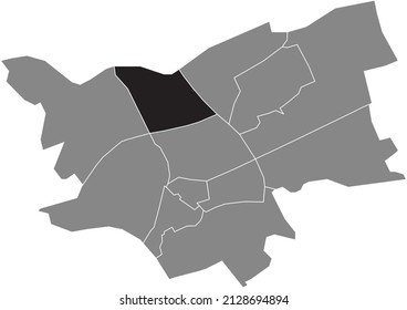 Schwarschwarz-flaches, markiertes Ortungsbild des MAASPOORT DISTRICT in grauer Verwaltungskarte von 's-Hertogenbosch, Niederlande