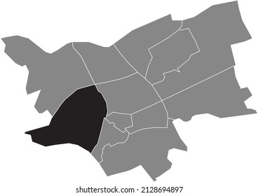 Black flat blank highlighted location map of the WEST DISTRICT inside gray administrative map of 's-Hertogenbosch, Netherlands