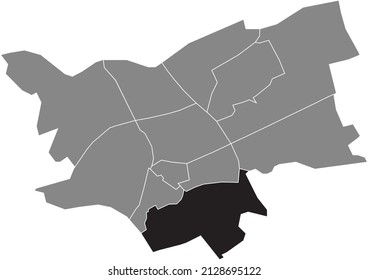 Mapa de ubicación resaltado en blanco y negro del DISTRITO ZUIDOOST dentro del mapa administrativo gris de 's-Hertogenbosch, Países Bajos