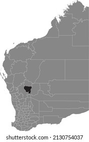 Black flat blank highlighted location map of the SHIRE OF MOUNT MAGNET AREA inside gray administrative map of areas of the Australian state of Western Australia