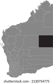 Mapa de la ubicación resaltado en blanco y negro del SHIRE OF NGAANYATJARRAKU AREA dentro del mapa administrativo gris de las zonas del estado australiano de Australia Occidental