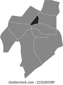 Black flat blank highlighted location map of the STATIONSDISTRICT DISTRICT inside gray administrative map of Leiden, Netherlands