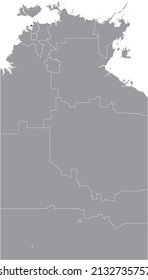 Black flat blank highlighted location map of the CITY OF DARWIN AREA inside gray administrative map of local government areas of the Northern  Territory, Australia