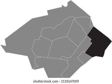 Black flat blank highlighted location map of the OOSTERHEEM DISTRICT inside gray administrative map of Zoetermeer, Netherlands