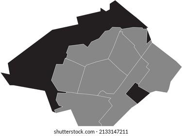 Black flat blank highlighted location map of the BUITENGEBIED DISTRICT inside gray administrative map of Zoetermeer, Netherlands