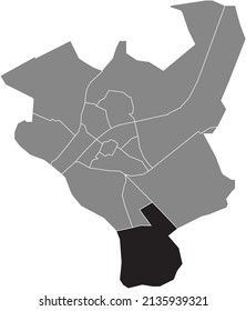 Black flat blank highlighted location map of the SOESTWETERINGLANDEN DISTRICT inside gray administrative map of Zwolle, Netherlands