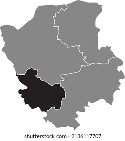 Black flat blank highlighted location map of the VOLODYMYR-VOLYNSKYI RAION inside gray raions map of the Ukrainian administrative area of Volyn Oblast, Ukraine