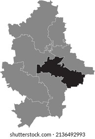 Mapa de ubicación resaltado en blanco y negro de DONETSK RAION dentro del mapa de las lluvias grises del área administrativa ucraniana del óblast de Donetsk, Ucrania