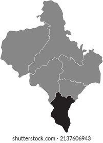 Mapa de ubicación resaltado en blanco y negro de la RAIÓN VERKHOVYNA dentro del mapa de las lluvias grises del área administrativa ucraniana del óblast de Ivano-Frankivsk, Ucrania