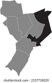 Schwarze, flache, hervorgehobene Ortskarte des VENLO-RANDGEBIED DISTRICT in grauer Verwaltungskarte von Venlo, Niederlande