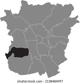 Black flat blank highlighted location map of the WETZELSDORF DISTRICT inside gray administrative map of Graz, Austria