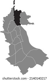Black flat blank highlighted location map of the ST. MAGDALENA DISTRICT inside gray administrative map of Linz, Austria