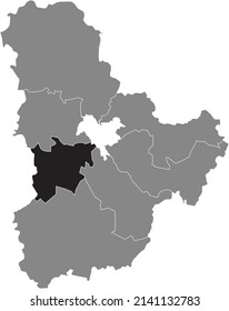 Mapa de ubicación resaltado en blanco y negro de la RAIÓN FASTIV dentro del mapa de las lluvias grises del área administrativa ucraniana del óblast de Kiev, Ucrania