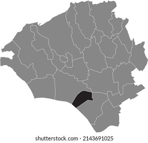 Black flat blank highlighted location map of the MAINZ-AMÖNEBURG DISTRICT inside gray administrative map of Wiesbaden, Germany