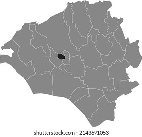 Mapa de ubicación resaltado en blanco y negro del DISTRITO OCCIDENTAL dentro del mapa administrativo gris de Wiesbaden, Alemania