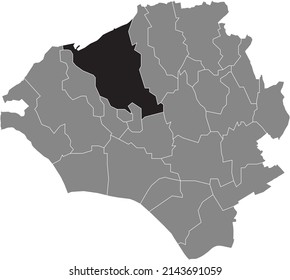 Mapa de ubicación resaltado en blanco y negro del DISTRITO NORDOST dentro del mapa administrativo gris de Wiesbaden, Alemania