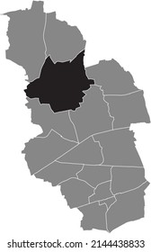 Black flat blank highlighted location map of the BUER DISTRICT inside gray administrative map of Gelsenkirchen, Germany