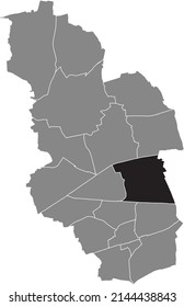 Schwarze, flache, markierte Standortkarte des BISMARCK DISTRICT in grauem Stadtplan von Gelsenkirchen, Deutschland