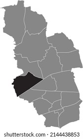 Mapa de localización resaltado en blanco y negro del DISTRITO HORST dentro del mapa administrativo gris de Gelsenkirchen, Alemania