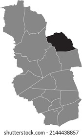 Black flat blank highlighted location map of the RESSE DISTRICT inside gray administrative map of Gelsenkirchen, Germany