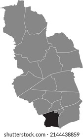 Black flat blank highlighted location map of the ROTTHAUSEN DISTRICT inside gray administrative map of Gelsenkirchen, Germany
