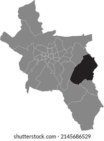Black flat blank highlighted location map of the BRAND DISTRICT inside gray administrative map of Aachen, Germany