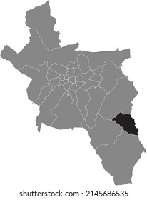 Mapa de ubicación resaltado en blanco y negro del DISTRITO KORNELIMÜNSTER dentro del mapa administrativo gris de Aquisgrán, Alemania
