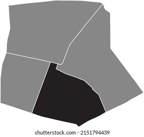 Black flat blank highlighted location map of the PORTE-SAINT-MARTIN QUARTER inside gray administrative map of the 10th arrondissement (de l'Entrepôt), Paris, France