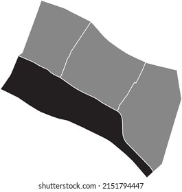 Black flat blank highlighted location map of the NOTRE-DAME QUARTER inside gray administrative map of the 4th arrondissement (de l'Hôtel-de-Ville), Paris, France