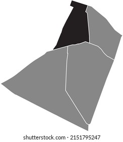 Black flat blank highlighted location map of the SAINT-GERMAIN-DES-PRÉS QUARTER inside gray administrative map of the 6th arrondissement (du Luxembourg), Paris, France