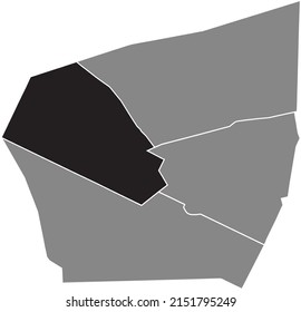 Mapa de la ubicación resaltado en blanco y negro del barrio de FAUBOURG-DU-ROULE dentro del mapa administrativo gris del distrito 8 (de l'Élysée), París, Francia