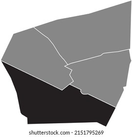 Black flat blank highlighted location map of the HAMPS-ÉLYSÉES QUARTER inside gray administrative map of the 8th arrondissement (de l'Élysée), Paris, France