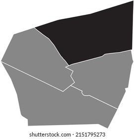 Black flat blank highlighted location map of the EUROPE QUARTER inside gray administrative map of the 8th arrondissement (de l'Élysée), Paris, France