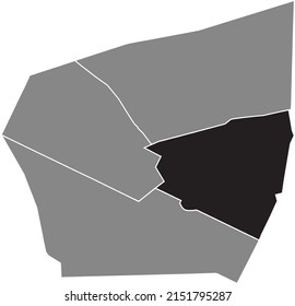 Black flat blank highlighted location map of the LA MADELEINE QUARTER inside gray administrative map of the 8th arrondissement (de l'Élysée), Paris, France