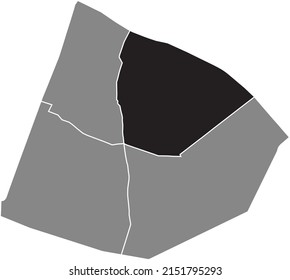 Mapa de la ubicación resaltado en blanco y negro del TRIMESTRE SAINT-VICTOR dentro del mapa administrativo gris del distrito 5 (du Panthéon), París, Francia