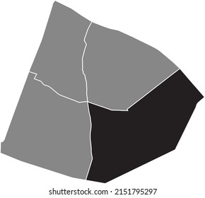 Mapa de ubicación resaltado en blanco y negro del TRIMESTRE JARDIN-DES-PLANTES dentro del mapa administrativo gris del distrito 5 (du Panthéon), París, Francia