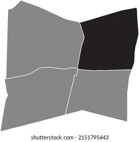 Black flat blank highlighted location map of the ROCHECHOUART QUARTER inside gray administrative map of the 9th arrondissement (de l'Opéra), Paris, France