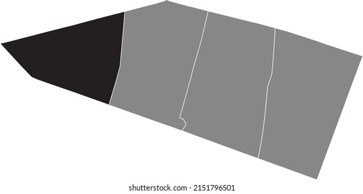 Black flat blank highlighted location map of the GAILLON QUARTER inside gray administrative map of the 2nd arrondissement (De la Bourse), Paris, France