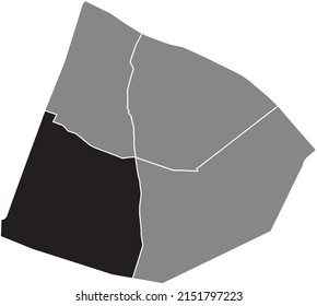 Mapa de localización resaltado en blanco y negro del TRIMESTRE VAL-DE-GRÂCE dentro del mapa administrativo gris del distrito 5 (du Panthéon), París, Francia