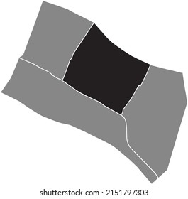 Black flat blank highlighted location map of the SAINT-MERRI QUARTER inside gray administrative map of the 4th arrondissement (de l'Hôtel-de-Ville), Paris, France