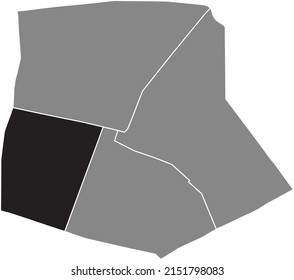 Black flat blank highlighted location map of the PORTE-SAINT-DENIS QUARTER inside gray administrative map of the 10th arrondissement (de l'Entrepôt), Paris, France