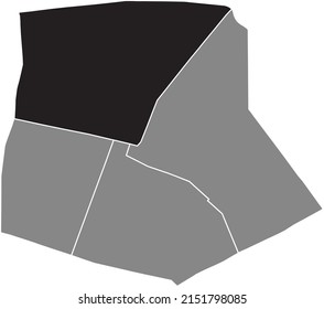 Black flat blank highlighted location map of the SAINT-VINCENT-DE-PAUL QUARTER inside gray administrative map of the 10th arrondissement (de l'Entrepôt), Paris, France